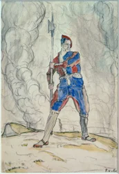 Stehender Landsknecht, Studie zur Schlacht von Marignano
