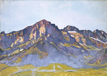 Die Dents Blanches in Champéry im Morgensonnenlicht, 1916