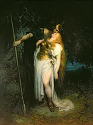 Wotan nimmt Abschied von Brünnhilde, 1908