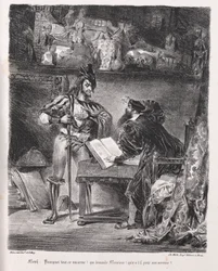 Illustrationen für Faust: Méphistophélès besucht Faust, 1828