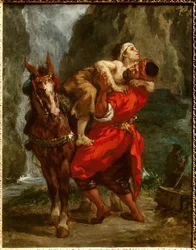 Der barmherzige Samariter. Gemälde von Eugene Delacroix (1798-1863)