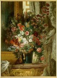 Blumenvase auf einer Konsole. Gemälde von Eugene Delacroix (1798-1863) 1850 Montauban, Musee Ingres