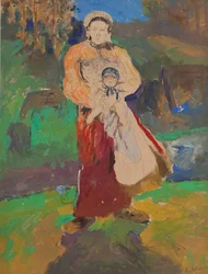 Mutter und Kind in Landschaft