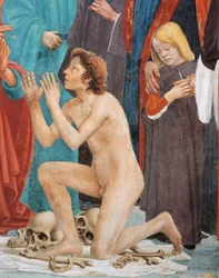 Sohn des Theophilus, Detail aus Die Auferweckung des Sohnes des Theophilus, von Tommaso Masaccio, Fresko