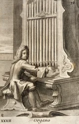 Mann spielt Orgel