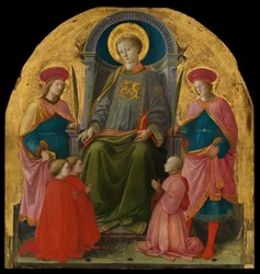 Der heilige Laurentius auf dem Thron mit Heiligen und Stiftern, 1440er Jahre
