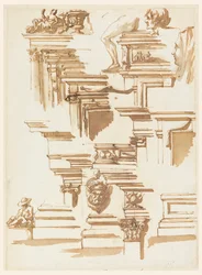 Architektonische Details; menschliche Figuren