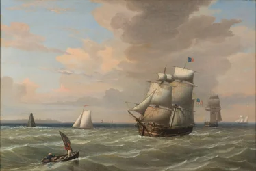 Schiffe verlassen den Hafen von Boston, 1847