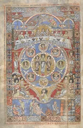 Add. 17738, f.3v Exegese der Anfangsverse des Buches Hiob, Illustration aus 