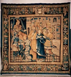 Schatzkammer von Conques (Le Trésor de Conques). Flämischer Wandteppich. Geschichte der Heiligen Foy. 16. Jahrhundert (?)