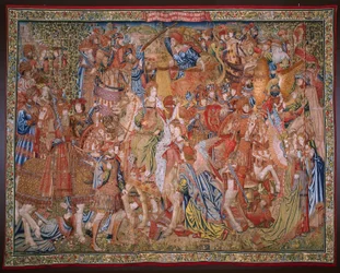Flemischer Wandteppich. Serie Moralitäten: Die Tugend der Ehren. Ca. 1520.