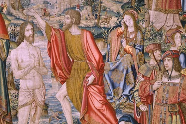 Serie Die Geschichte von Johannes dem Täufer: Die Taufe Christi (Het doopsel van Christus). Atelier Brüssel. 1515-1520.