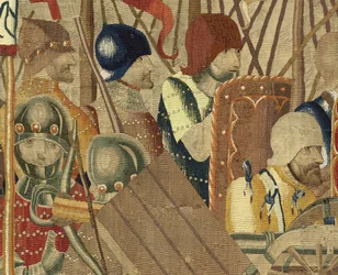 Wandteppich, der die Eroberungen von König Alfons V. von Portugal zeigt (Detail)