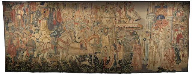 Wandteppich, der die Eroberungen von König Alfons V. von Portugal zeigt, Tournai. Detail.