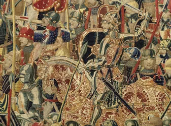 Wandteppich, der die Eroberungen von König Alfons V. von Portugal zeigt, Tournai. Detail.