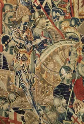 Wandteppich, der die Eroberungen von König Alfons V. von Portugal zeigt, Tournai (Detail)