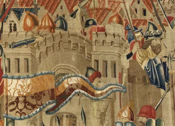 Wandteppich mit den Eroberungen von König Alfons V. von Portugal, Tournai. (Detail)