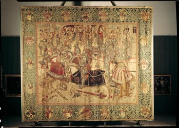 Das Turnier, vertikaler Webstuhlteppich aus der Brüsseler Werkstatt, ca. 1497