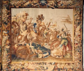 Die Kathedrale. Die Kathedralsammlung. Flämischer Wandteppich. Die Geschichte Roms. Signiert: Ian Le Clerc, D Eggermans. Brüssel. Anfang des 17. Jahrhunderts