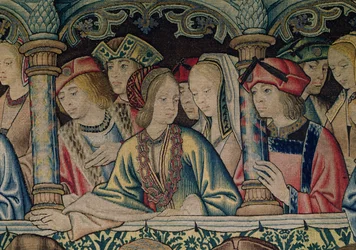 Frauen am Hofe Davids, Detail vom Wandteppich David und Bathseba, ca. 1510-15