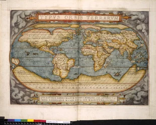 Weltkarte, Theatrum Orbis Terrarum, von Abraham Ortelius
