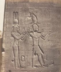 Dendérah Tentyris, Tempel der Athôr - Rückseite - Kleopatra und ..., 1851-52, gedruckt 1853-54