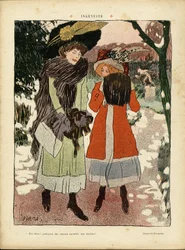 Illustration von Florane (1872-1940) in Le Rire, 22/01/10 - Ingenuite - Mode, Hut, Öffentlicher Garten