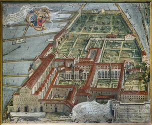 Ansicht der Kirche und des Klosters