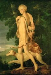 Diana die Jägerin. Die Diana ist Diane de Poitiers. Das Gemälde wurde von einer Bronze von Primaticcio inspiriert