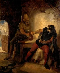 Manfred in der Hütte des Gämsenjägers, um 1850