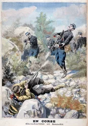 Ein Schusswechsel zwischen einem Banditen und der Gendarmerie, Korsika, 1898