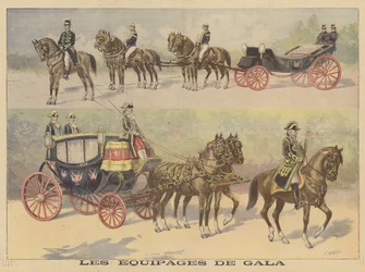 Kutschen, die vom Zaren und der Zarin von Russland bei ihrem Besuch in Frankreich benutzt wurden
