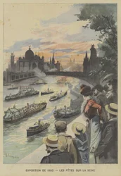 Schwimmender Karneval auf der Seine während der Weltausstellung 1900 in Paris