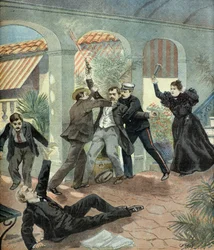 Ermordung Antonio Cánovas del Castillos durch den Anarchisten Michele Angiolillo