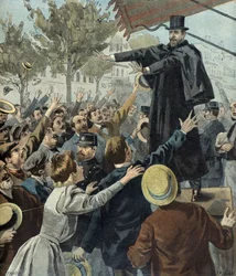 Paul Deroulede bei einer Demonstration in Paris 1898