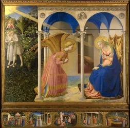 (ca. 1400-1455) Die Verkündigung. Renaissance, 1430-1432, Italien, Florentiner Schule, Museo del Prado, Madrid, 154 x 194
