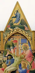 Santa Trinita Altarbild, Rahmen und Spitzen von Lorenzo Monaco (Piero di Giovanni) (ca. 1370-1425) fertiggestellt ca. 1434 (Detail)