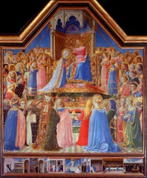 Die Krönung der Jungfrau Maria (Predella mit Szenen aus dem Leben des heiligen Dominikus)