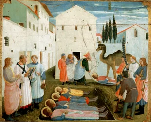 Das Begräbnis der Heiligen Cosmas und Damian (Gemälde auf Holz)