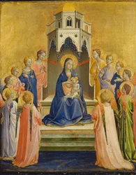 Madonna und Kind auf dem Thron und zwölf Engel