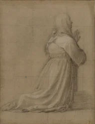 Frau kniend im Gebet, von hinten gesehen (Studie für die Figur der Hl. Katharina)