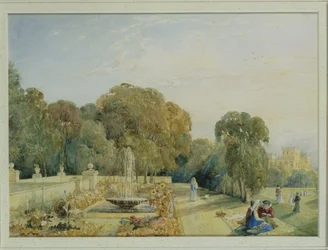 Ansicht der Gärten von Chatsworth, Derbyshire, um 1820