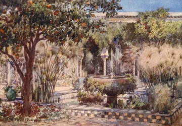 Der Gartenhof einer alten maurischen Villa, Algier