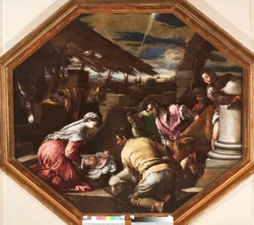 Anbetung der Hirten Gemälde von Francesco da Ponte genannt Francesco Bassano (1549-1592) Genua, Musei di Strada Nuova