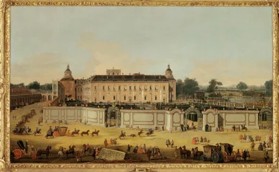 Die Gäste kommen im Palast von Aranjuez, Spanien, an