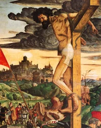 Dieb, Detail der Kreuzigung, von Francesco de