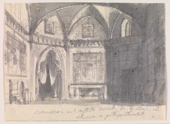 Saal mit gotischen Gewölben und Alkoven