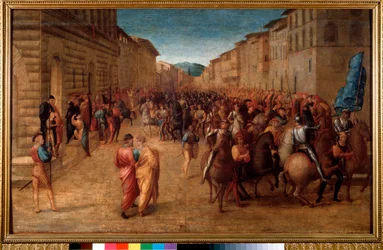 Der König von Frankreich Karl VIII. zieht im November 1494 in Florenz ein (Gemälde)