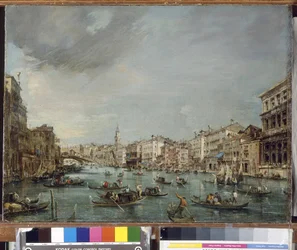 Blick auf den Canal Grande in Richtung Rialto mit Palazzo Grimani und Palazzo Manin