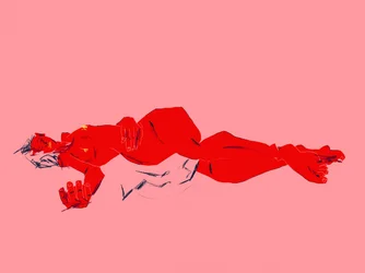 Rote liegende Figur